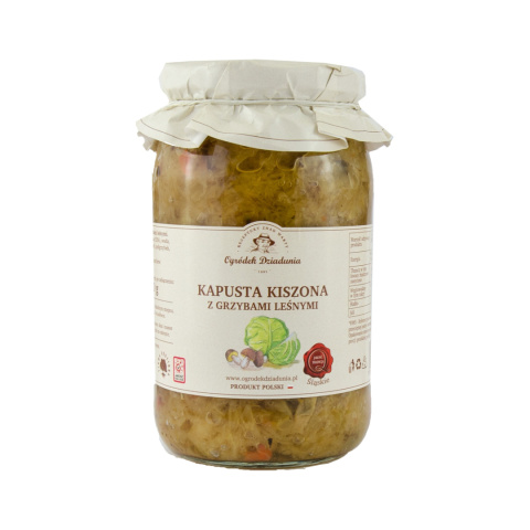 Kapusta kiszona z grzybami leśnymi OGRÓDEK DZIADUNIA 900 ml Kapusta kiszona z grzybami leśnymi OGRÓDEK DZIADUNIA 900 ml
