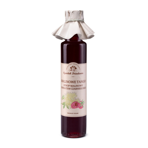 Syrop malinowy z kwiatem czarnego bzu - Malinowe Tango OGRÓDEK DZIADUNIA315g Syrop malinowy z kwiatem czarnego bzu - Malinowe Tango OGRÓDEK DZIADUNIA315g