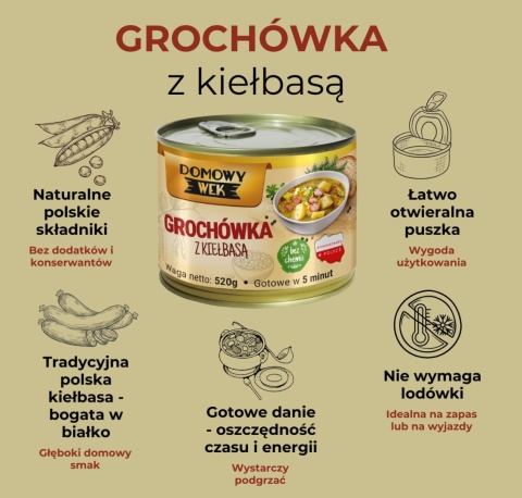 Grochówka z kiełbasą 520g DOMOWY WEK Grochówka z kiełbasą 520g DOMOWY WEK