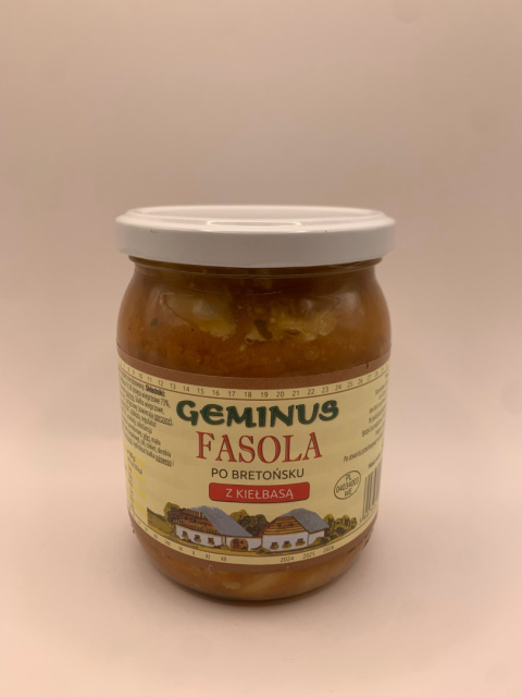 Fasola po bretońsku z kiełbasą 500g GEMINUS Fasola po bretońsku z kiełbasą 500g GEMINUS